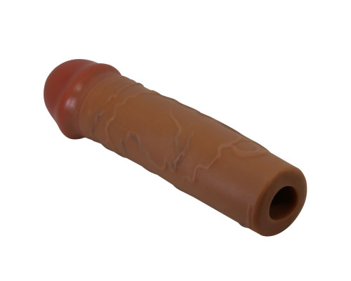 Коричневая насадка-удлинитель на пенис Nile - 16,5 см.