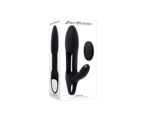 Черная насадка на пенис с вибрацией Nautilus