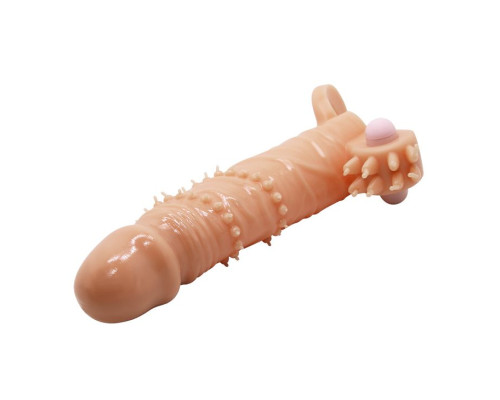 Телесная удлиняющая вибронасадка Penis Sleeve Connor - 17 см.