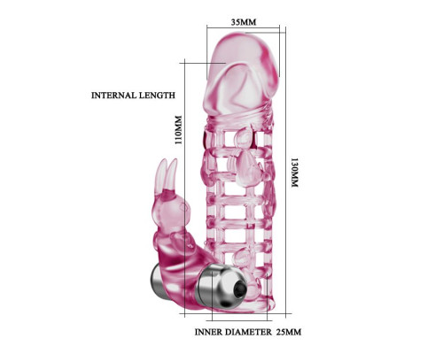 Насадка на фаллос с вибрирующим стимулятором - 17 см.