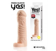 Телесная насадка-удлинитель со вставкой M-размера - 16 см.