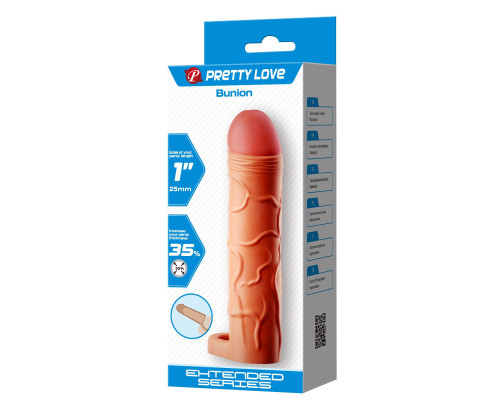 Телесная насадка-удлинитель на пенис Bunion - 16,5 см.