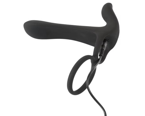 Черная насадка на член с вибрацией Couple’s Vibrator