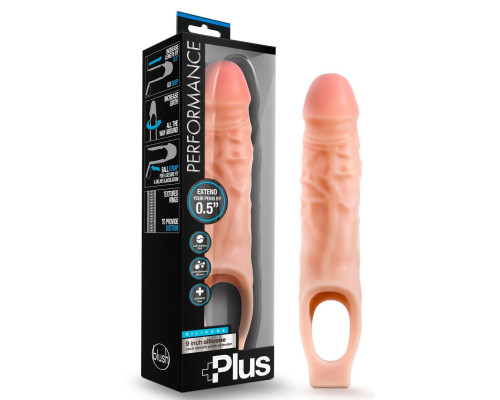 Телесный реалистичный фаллоудлинитель 9 Inch Silicone Cock Sheath Penis Extender - 22,86 см.