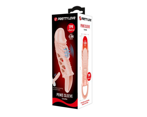 Телесная насадка с вибрацией Cecelia - 18,5 см.