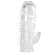 Прозрачная гелевая насадка с шипами и клиторальным отростком - 13 см.