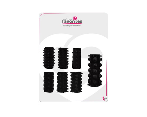 Набор из 7 черных насадок PENIS SLEEVES SET