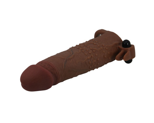 Коричневая насадка на пенис Quillon - 20 см.