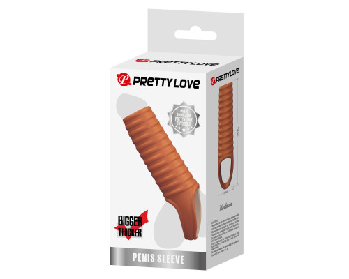 Телесная насадка на пенис с ребрышками и подхватом мошонки