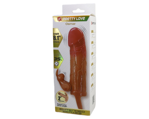 Карамельная вибронасадка с клиторальным стимулятором Osmar - 20,5 см.