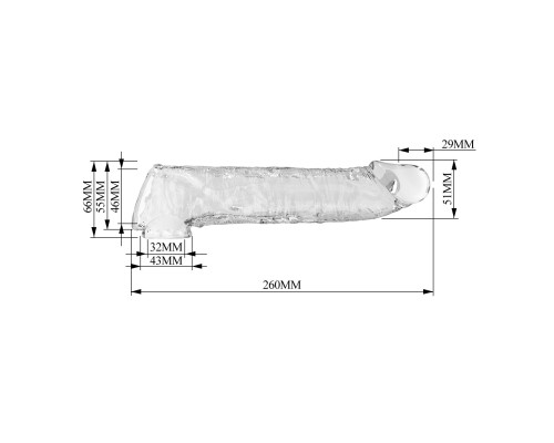 Прозрачный фаллоудлинитель с подхватом мошонки Silas - 26 см.