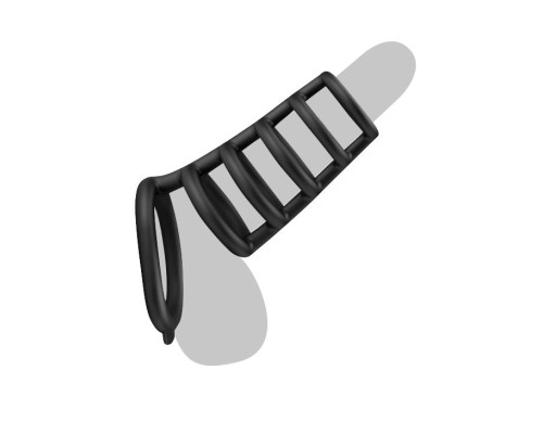 Черная насадка на пенис с подхватом мошонки Rodrigo