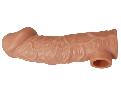 Телесная насадка на фаллос с фиксацией мошонки EXTREME SLEEVE - 15,6 см.