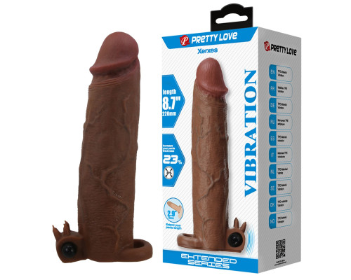 Коричневая насадка на пенис Xerxes - 22 см.