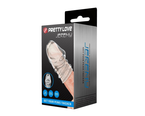 Прозрачная утолщающая насадка на пенис Jeremy - 7 см.