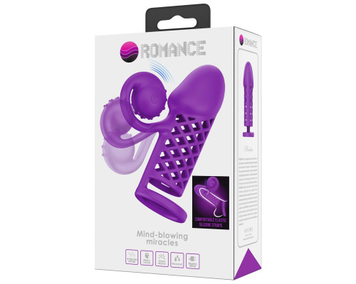 Фиолетовая вибронасадка с клиторальным отростком Harden