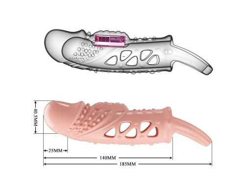 Телесная насадка с вибрацией Cecelia - 18,5 см.