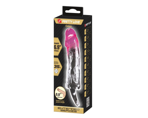 Прозрачная насадка-удлинитель с подхватом мошонки Odes - 17,5 см.