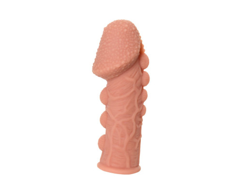 Насадка на фаллос с пузыриками, венками и ребристостью Extreme Sleeve 009 S-size - 12,7 см.