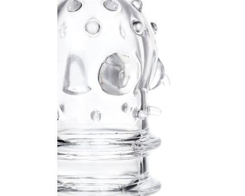 Прозрачная насадка на пенис TOYFA A-Toys с ребрами и точками - 15,3 см.