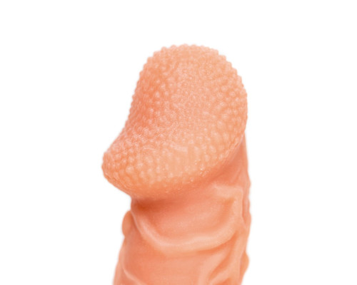 Телесная закрытая насадка с венками Cock Sleeve Size M - 15,6 см.