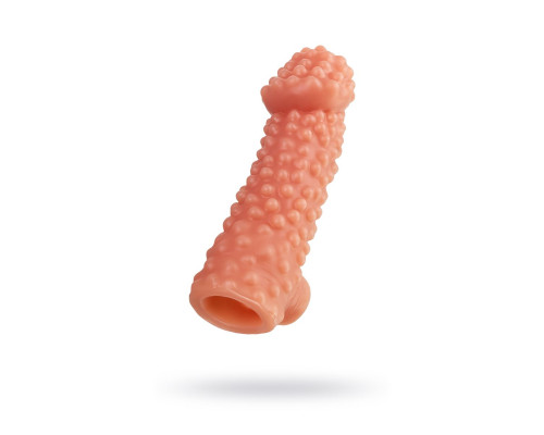 Телесная насадка на фаллос с отверстием для мошонки - 15,6 см.