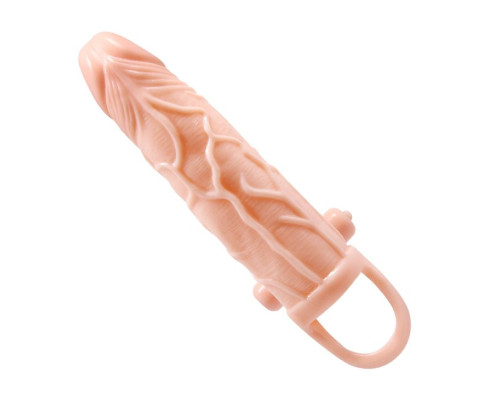 Телесная вибронасадка с клиторальным стимулятором Brave Man - 20,5 см.