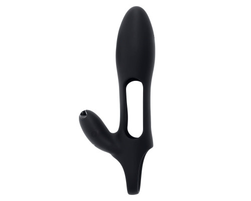 Черная насадка на пенис с вибрацией Nautilus