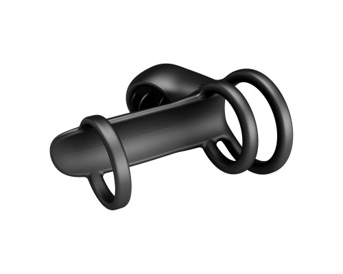 Черная насадка на пенис с 12 режимами вибрации Jammy