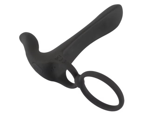 Черная насадка на член с вибрацией Couple’s Vibrator