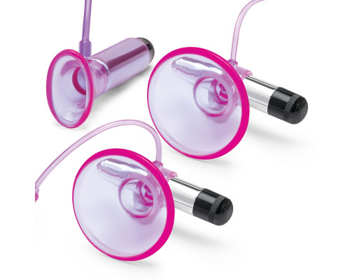 Фиолетовая вибропомпа для клитора и сосков Vibrating Nipple Suckers with Clitoral Pump and Quick Release
