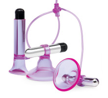 Фиолетовая вибропомпа для клитора и сосков Vibrating Nipple Suckers with Clitoral Pump and Quick Release