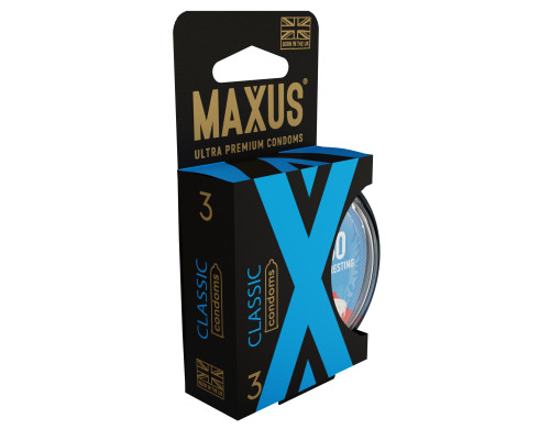Классические презервативы в пластиковом кейсе MAXUS Classic - 3 шт.