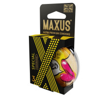 Презервативы с точками и рёбрами в пластиковом кейсе MAXUS Special - 3 шт.