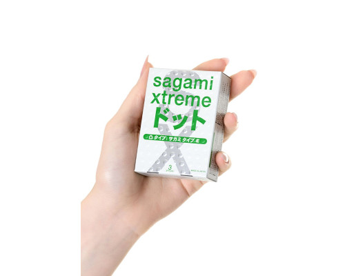 Презервативы Sagami Xtreme Type-E с точками - 3 шт.