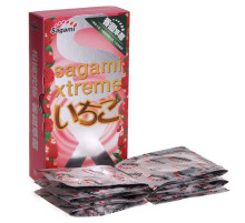 Презервативы Sagami Xtreme Strawberry c ароматом клубники - 10 шт.