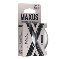 Черные утолщенные презервативы MAXUS Extra Strong с железным кейсом - 3 шт.