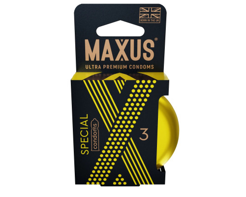 Презервативы с точками и рёбрами в железном кейсе MAXUS Special - 3 шт.