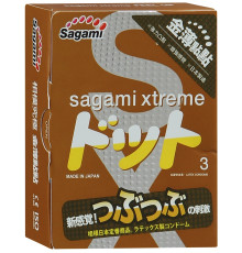 Презервативы Sagami Xtreme Feel Up с точечной текстурой и линиями прилегания - 3 шт.