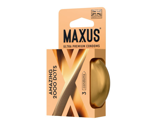 Точечные презервативы MAXUS 2000 Amazing Dots с железным кейсом - 3 шт.