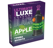 Черный стимулирующий презерватив «Грива мулата» с ароматом яблока - 1 шт.