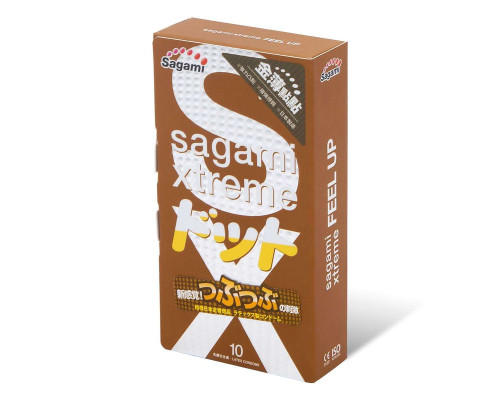 Презервативы Sagami Xtreme Feel Up с точечной текстурой и линиями прилегания - 10 шт.