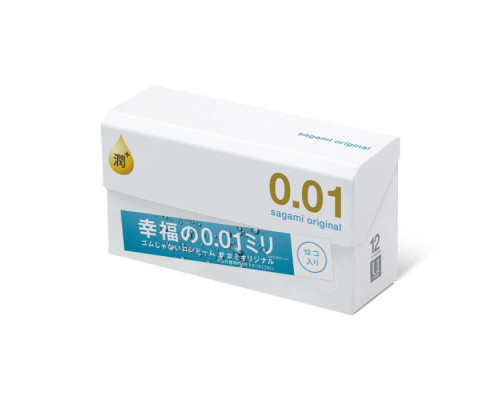 Увлажнённые презервативы Sagami Original 0.01 Extra Lub - 12 шт.