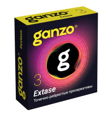 Презервативы анатомической формы с точечной и ребристой структурой Ganzo Extase - 3 шт.