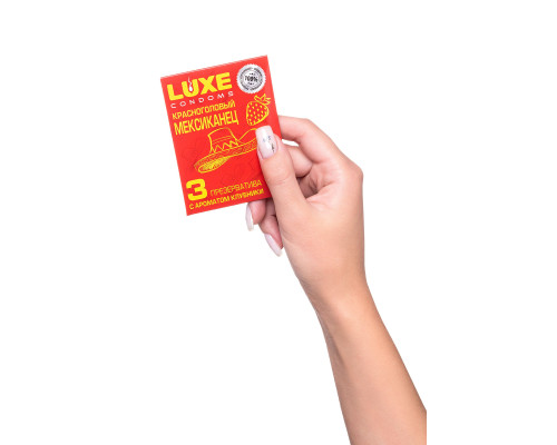 Презервативы с клубничным ароматом «Красноголовый мексиканец» - 3 шт.