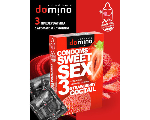 Презервативы для орального секса DOMINO Sweet Sex с ароматом клубничного коктейля  - 3 шт.