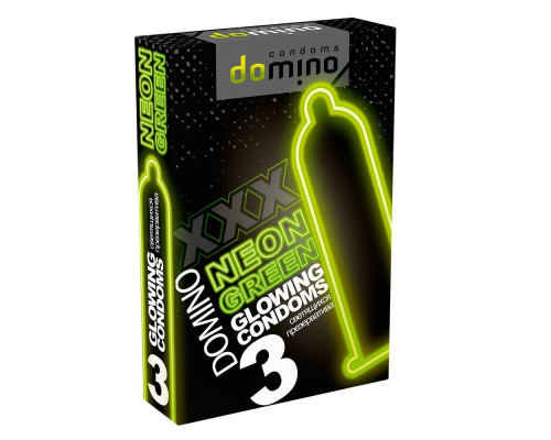 Презервативы DOMINO Neon Green со светящимся в темноте кончиком - 3 шт.