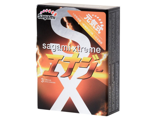 Презервативы Sagami Xtreme Energy с ароматом энергетика - 3 шт.