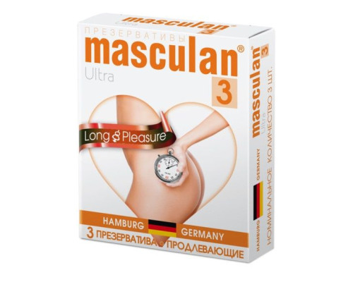 Презервативы Masculan Long Pleasure с продлевающим эффектом - 3 шт.