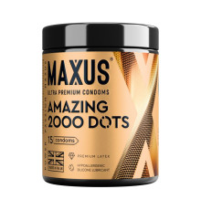 Точечные презервативы MAXUS 2000 Amazing Dots с железным кейсом - 15 шт.